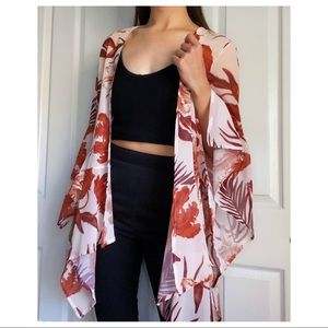 Charlotte Russe Floral Batwing Sleeve Cardigan